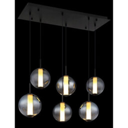 Luminosa Lighting Luminosa Lacy Cluster Pendant Ceiling Light Matt Black, Smoke Glass Shades, 6X Led 3000K - thumbnail 5