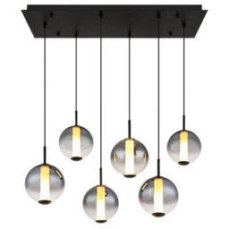 Luminosa Lighting Luminosa Lacy Cluster Pendant Ceiling Light Matt Black, Smoke Glass Shades, 6X Led 3000K - thumbnail 4