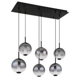 Luminosa Lighting Luminosa Lacy Cluster Pendant Ceiling Light Matt Black, Smoke Glass Shades, 6X Led 3000K - thumbnail 3