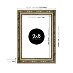9X6 Champaign Ornate Picture Frame (22.9 X 15.2Cm) Poster, Photo, Artwork, Gallery Wall Or Print - thumbnail 2