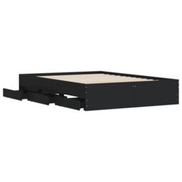 Berkfield Bed Frame With Drawers Without Mattress Black 120X190 Cm Small Double - thumbnail 5