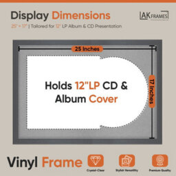"AK Frames 25X17"" Dark Grey Classic Vinyl Record Frame With Silver Mount For 12 Inch Lp Cover & Disc - Overlapped Design" - thumbnail 2