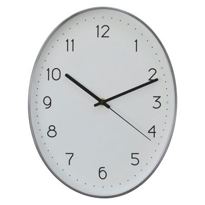 Orsina Oval Wall Clock With Silver Finish, Durable Construction Wall Clock For Kitchen, Elegant Clock For Outdoor - image 1