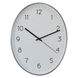 Orsina Oval Wall Clock With Silver Finish, Durable Construction Wall Clock For Kitchen, Elegant Clock For Outdoor