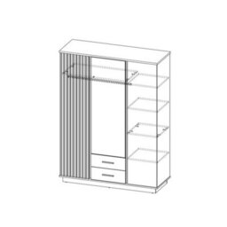 Arte Oak Wotan & Black Matt Lamelo La15 Hinged Wardrobe H194Cm W146Cm D52Cm - Spacious Storage Solution - thumbnail 3