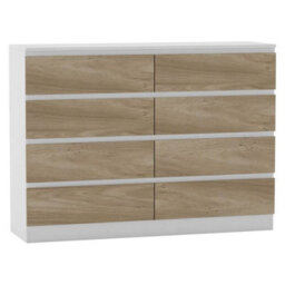 Urbn-Living Urbnliving 120Cm Wide White Wooden Chest Of Oak 8 Drawers Bedroom Furniture Storage Bedside Modern Cabinet - thumbnail 6