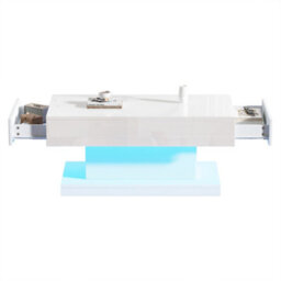 Matteo Modern High-Gloss Coffee Table With App-Controlled Led Lights & 2 Drawers - White, 100X50X45Cm - thumbnail 9