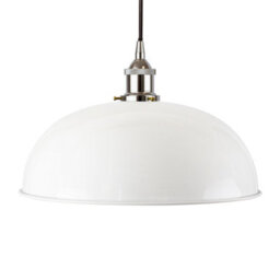 White Worcester Painted Dome Pendant Light With Nickel Lamp Holder And Black Round Cable - Se Home - thumbnail 1
