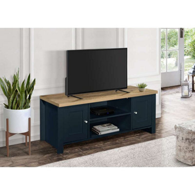 Birlea Highgate Large Tv Unit Navy Blue & Oak - image 1