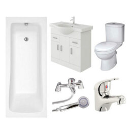 Veebath Sophia 1700mm Bath Vanity Unit, Toilet & Taps Bathroom Suite - thumbnail 1