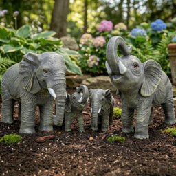 Woodside African Elephant Family Garden Ornaments - Realistic Resin - thumbnail 3