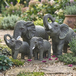 Woodside African Elephant Family Garden Ornaments - Realistic Resin - thumbnail 2
