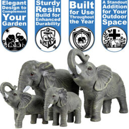 Woodside African Elephant Family Garden Ornaments - Realistic Resin - thumbnail 5