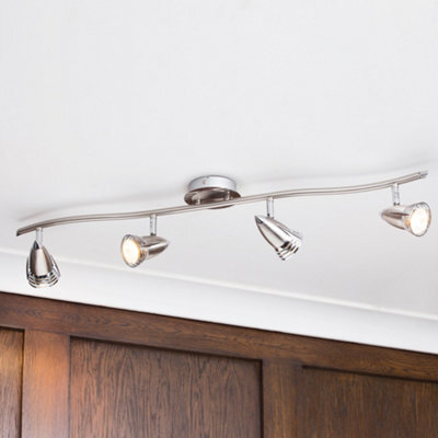 Litecraft Gemini Satin Nickel Adjustable Ceiling Spotlight Bar - image 1