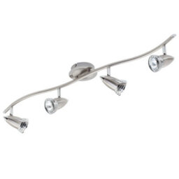 Litecraft Gemini Satin Nickel Adjustable Ceiling Spotlight Bar - thumbnail 2