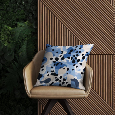 Warren Reed Designer Blue Camouflage Pattern Outdoor Cushion 60Cm X 60Cm