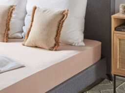 Beliani Fitted Sheet Hofuf Cotton 160 X 200 Cm Beige - thumbnail 2