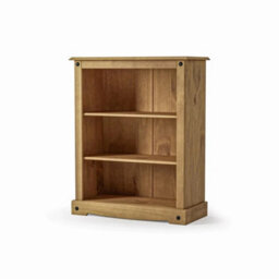 Bookcase 3 Shelf Small Low Storage Living Room Waxed Pine - thumbnail 4