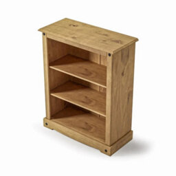 Bookcase 3 Shelf Small Low Storage Living Room Waxed Pine - thumbnail 3