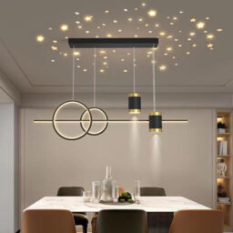 Black And Gold Body Linear Led Chandelier Light Hanging Lamp Modern Pendant Lamp Height Adjustable - thumbnail 5