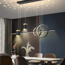 Black And Gold Body Linear Led Chandelier Light Hanging Lamp Modern Pendant Lamp Height Adjustable - thumbnail 2