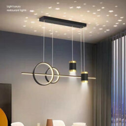 Black And Gold Body Linear Led Chandelier Light Hanging Lamp Modern Pendant Lamp Height Adjustable - thumbnail 3