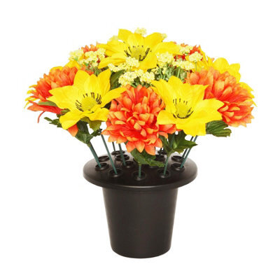 Sincere Floral Artificial Flower Memorial Graveside Rose Bowl