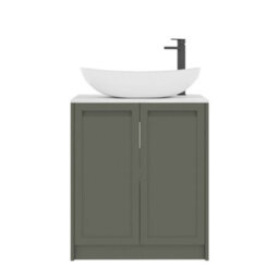 Royal Bathrooms Royal Bathroom Elmore 700mm Matt Green Freestanding Countertop Bathroom Vanity Unit 2 Door With Cesar Basin - thumbnail 7
