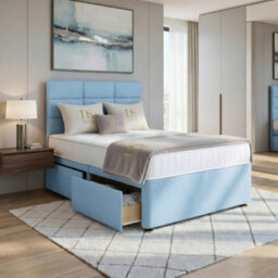 DS Living Opal Sky Blue Super King Four Drawer Divan Bed - thumbnail 1