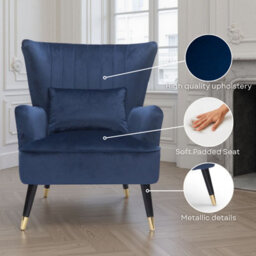 Velvet Purple Accent Wingback Chair - thumbnail 9