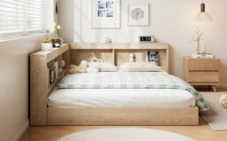 Btm 4Ft6 Double Storage Bed Plenty Of Storage Space Multifunctional White Oak - thumbnail 9