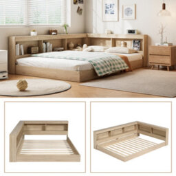 Btm 4Ft6 Double Storage Bed Plenty Of Storage Space Multifunctional White Oak - thumbnail 5