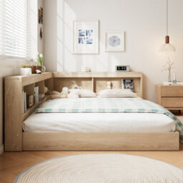 Btm 4Ft6 Double Storage Bed Plenty Of Storage Space Multifunctional White Oak - thumbnail 2