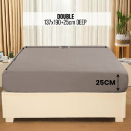 Aspire Homeware Beige Fitted Sheet-(25Cm) Deep Hotel Quality -Breathable Fitted Bed Sheets Double (L)190Cm X (W)137Cm - thumbnail 7