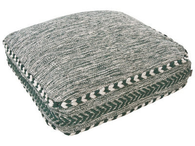 Beliani Floor Cushion Pouffe 60 X 60 X 12 Cm Green White Geometric Cotton - image 1