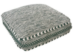 Beliani Floor Cushion Pouffe 60 X 60 X 12 Cm Green White Geometric Cotton - thumbnail 1