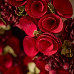 Dibor 35Cm Red Crimson Rose Door Xmas Festive Decor Front Door Wreath Christmas Wreath - thumbnail 4