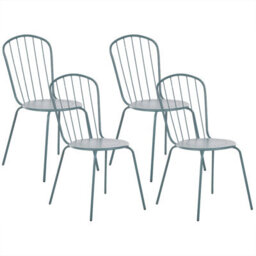 Beliani Set Of 4 Garden Chairs Calvi Metal Light Blue - thumbnail 1