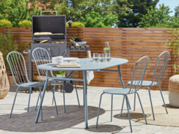 Beliani Set Of 4 Garden Chairs Calvi Metal Light Blue - thumbnail 2