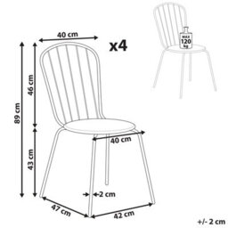 Beliani Set Of 4 Garden Chairs Calvi Metal Light Blue - thumbnail 3
