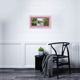 AK Frames 40X20Cm Pastel Pink Classic Multi Photo Frame With Mid Grey Mount - Holds 3 Apertures (3X) 6X4 Photos - thumbnail 3