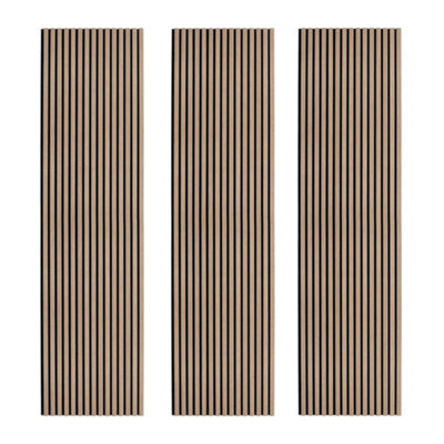 MonsterShop Acoustic Slat Wall Panels X 3 - Light Walnut - image 1