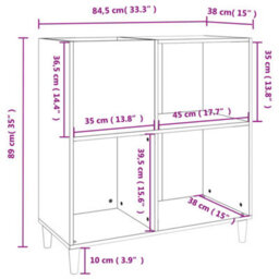 Vidaxl Record Cabinet Black 84.5X38X89 Cm Engineered Wood - thumbnail 9