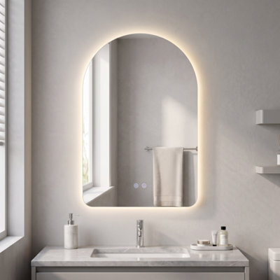 Living And Home 500 X 800mm Frameless Led Bathroom Mirror With Demister, Dimmable 3 Colour Temperature - image 1