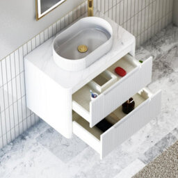 Royal Bathrooms Avenza 700mm Matt White Wall Hung Bathroom Countertop Vanity Unit 2 Drawer With Lyon Basin - thumbnail 5