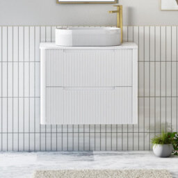 Royal Bathrooms Avenza 700mm Matt White Wall Hung Bathroom Countertop Vanity Unit 2 Drawer With Lyon Basin - thumbnail 1