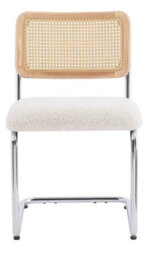 Nordlys Set Of 2 Metal Dining Chairs With Cane Backs And White Bouclé Seats Modern Design Style Dining Room - thumbnail 5
