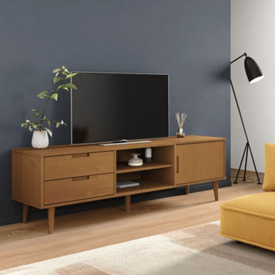 Berkfield Tv Cabinet Molde Brown 158X40X49 Cm Solid Wood Pine - image 1
