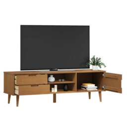Berkfield Tv Cabinet Molde Brown 158X40X49 Cm Solid Wood Pine - thumbnail 3
