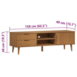 Berkfield Tv Cabinet Molde Brown 158X40X49 Cm Solid Wood Pine - thumbnail 8